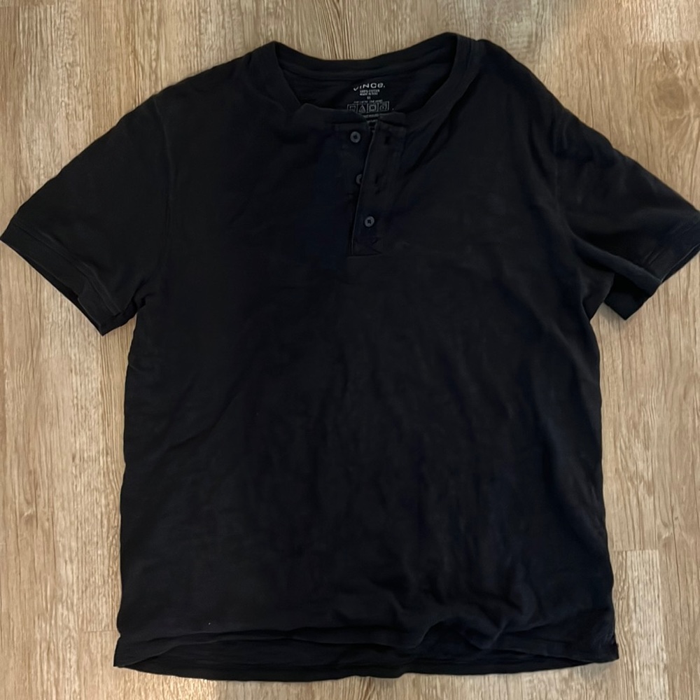 Dark blue, ribbed texture short sleeve Henley